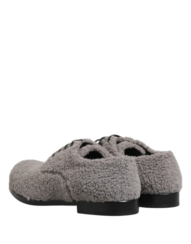 Dolce & Gabbana Gray Fleece Lace Up Derby Dress Shoes for Men