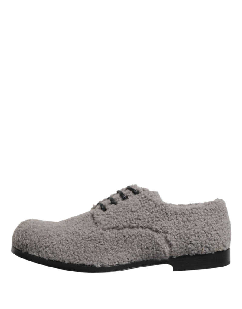 Dolce & Gabbana Gray Fleece Lace Up Derby Dress Shoes for Men