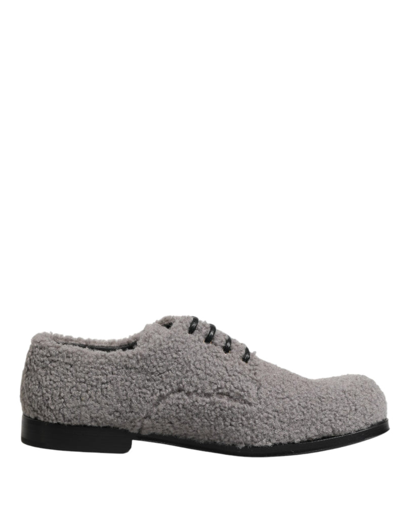 Dolce & Gabbana Gray Fleece Lace Up Derby Dress Shoes for Men