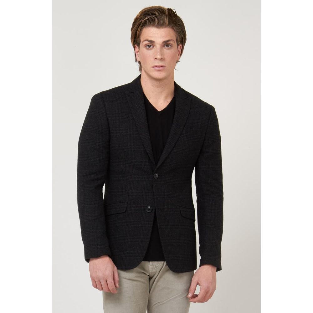Gas Black Polyester Blazer for Men