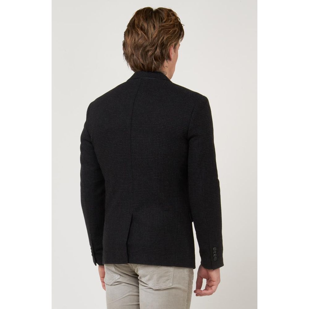 Gas Black Polyester Blazer for Men