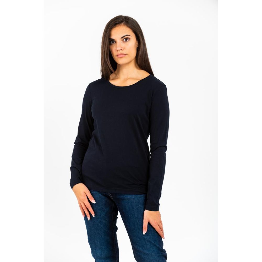 Gas Blue Cotton Long Sleeve T-Shirt for Women - Stylish Comfort