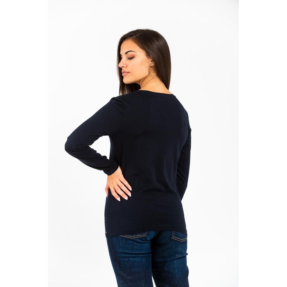 Gas Blue Cotton Long Sleeve T-Shirt for Women - Stylish Comfort