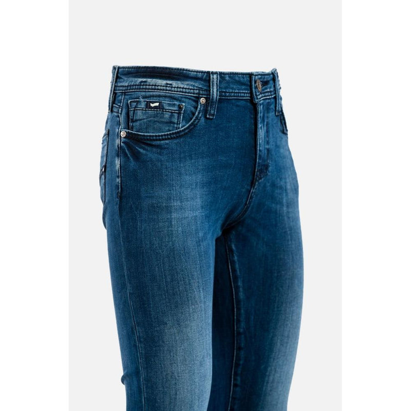 Gas Blue Cotton Slim Fit Jeans for Men