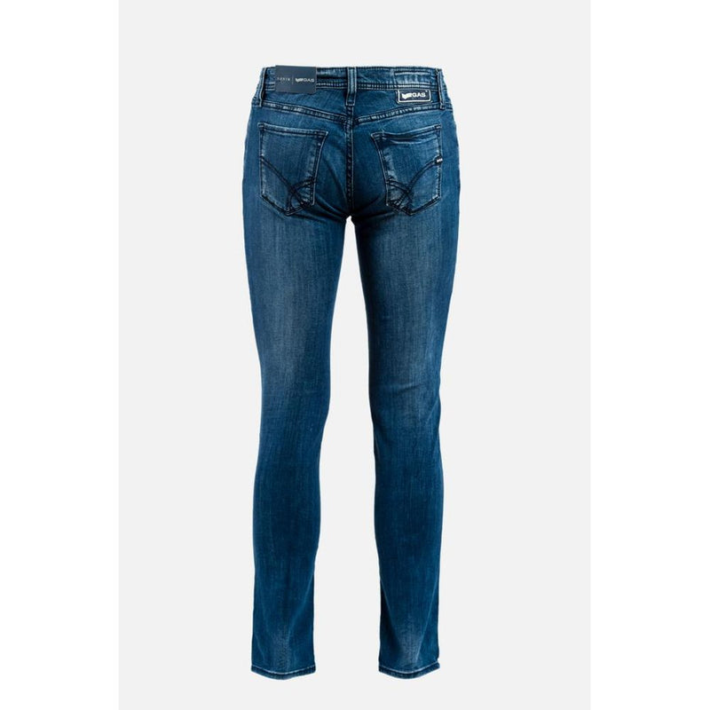 Gas Blue Cotton Slim Fit Jeans for Men