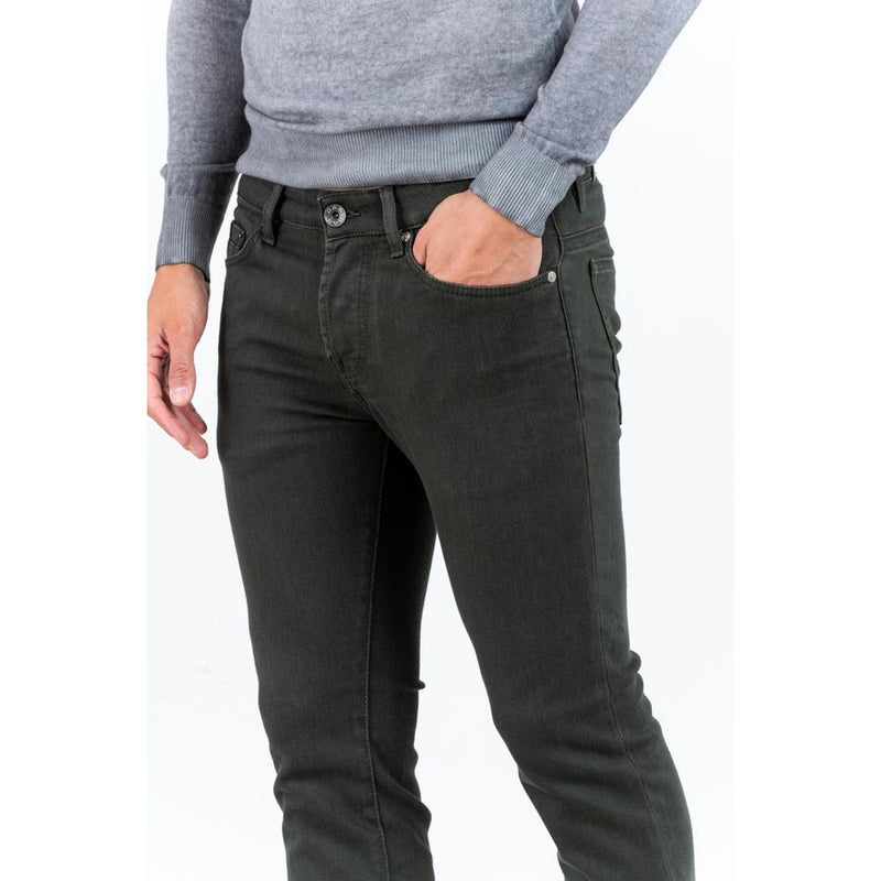 Gas Green Cotton Slim Fit Jeans for Men