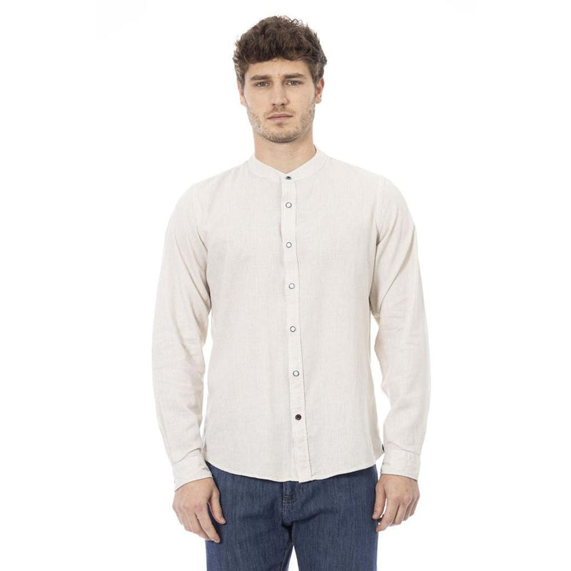 Baldinini Trend White Rayon Long Sleeve T-Shirt for Men
