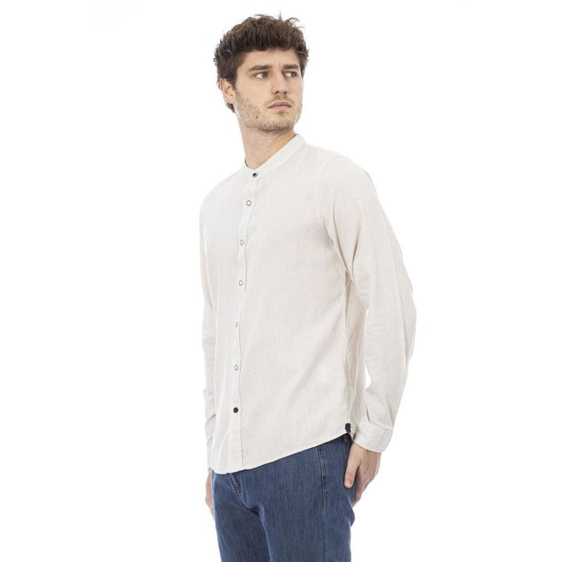Baldinini Trend White Rayon Long Sleeve T-Shirt for Men