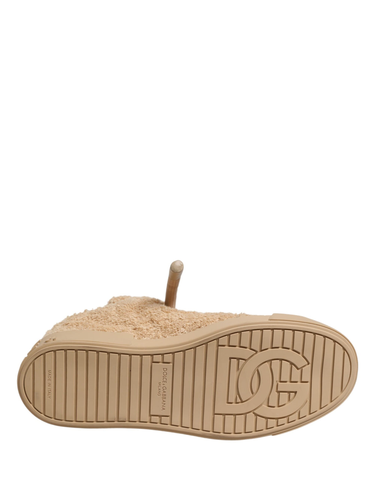 Dolce & Gabbana Beige Faux Shearling Low Top Sneakers for Men