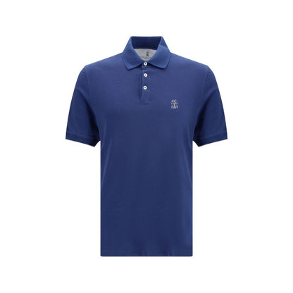 Polo Brunello Cucinelli en coton bleu