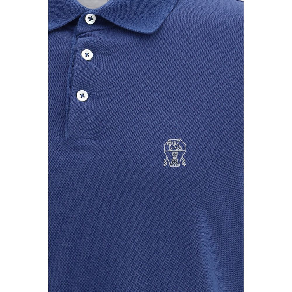 Brunello Cucinelli Blue Cotton Polo Shirt - Refined Elegance