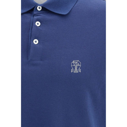 Polo Brunello Cucinelli en coton bleu