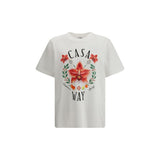 Casablanca White Cotton T-Shirt - Casa Way Orchid Logo