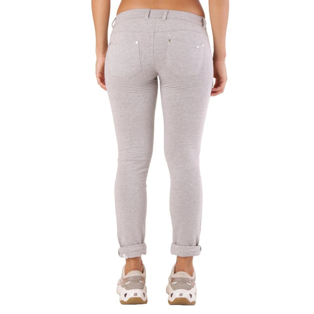 Pantalon skinny en coton gris métallisé