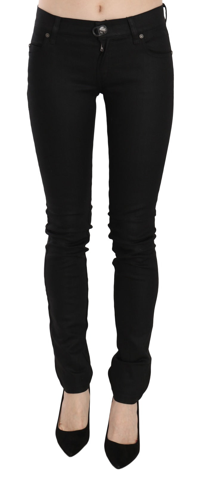 PLEIN SUD JENIUS Black Mid Waist Skinny Denim Jeans