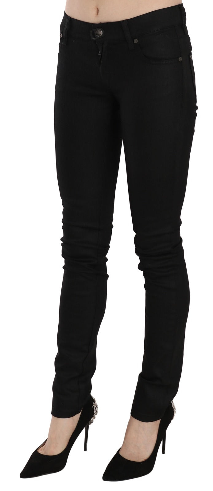 PLEIN SUD JENIUS Black Mid Waist Skinny Denim Jeans