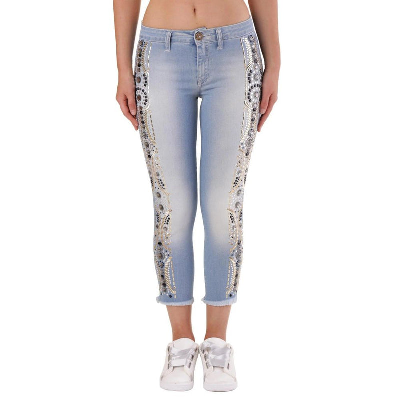 Met Blue Cotton Cropped Jeans for Women - Size 25