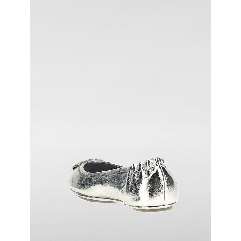 Tory Burch Silver Leather Ballet Flats for Women - Elegant Comfort