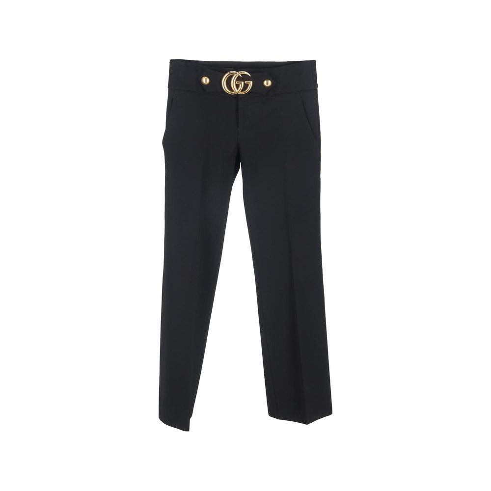 Gucci GG Marmont Black Viscose Wide Leg Trousers
