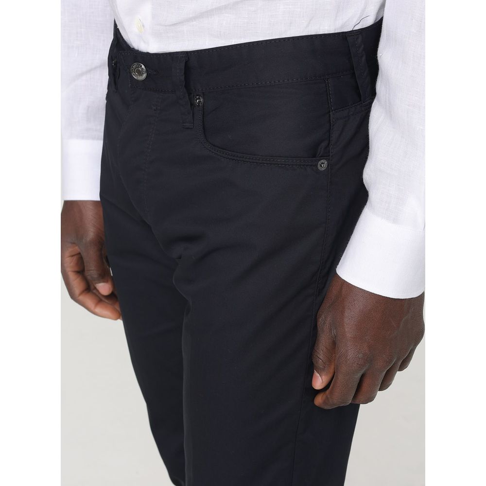 Pantalon décontracté en coton bleu Emporio Armani
