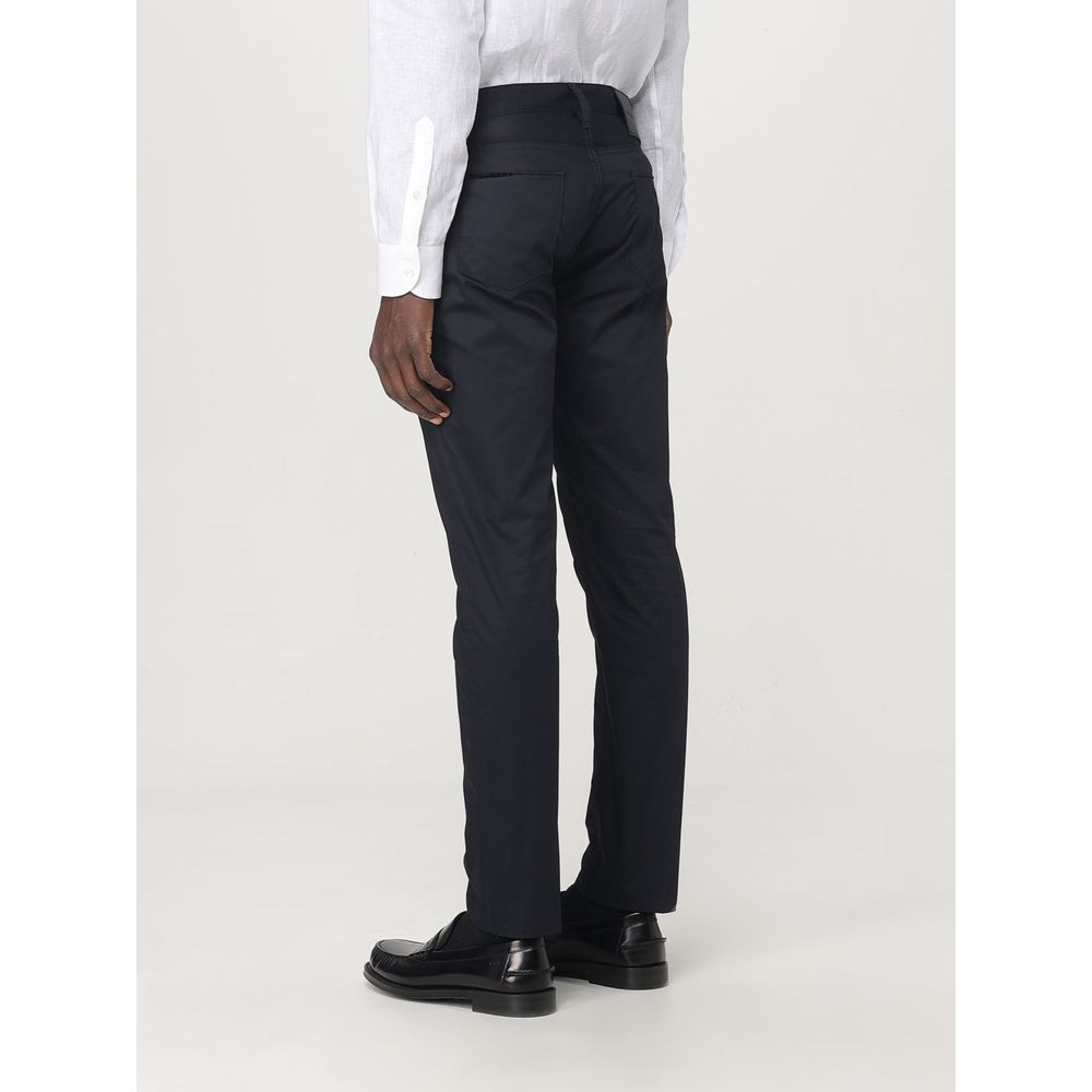 Pantalon décontracté en coton bleu Emporio Armani