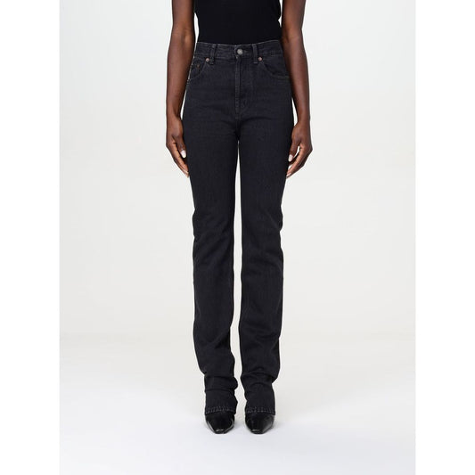 Saint Laurent Black Cotton Straight-Leg Jeans for Women
