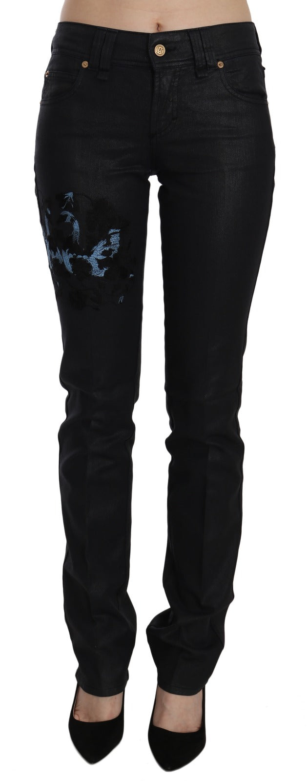 Jean Skinny Femme John Galliano Black Swan Floral Brodé