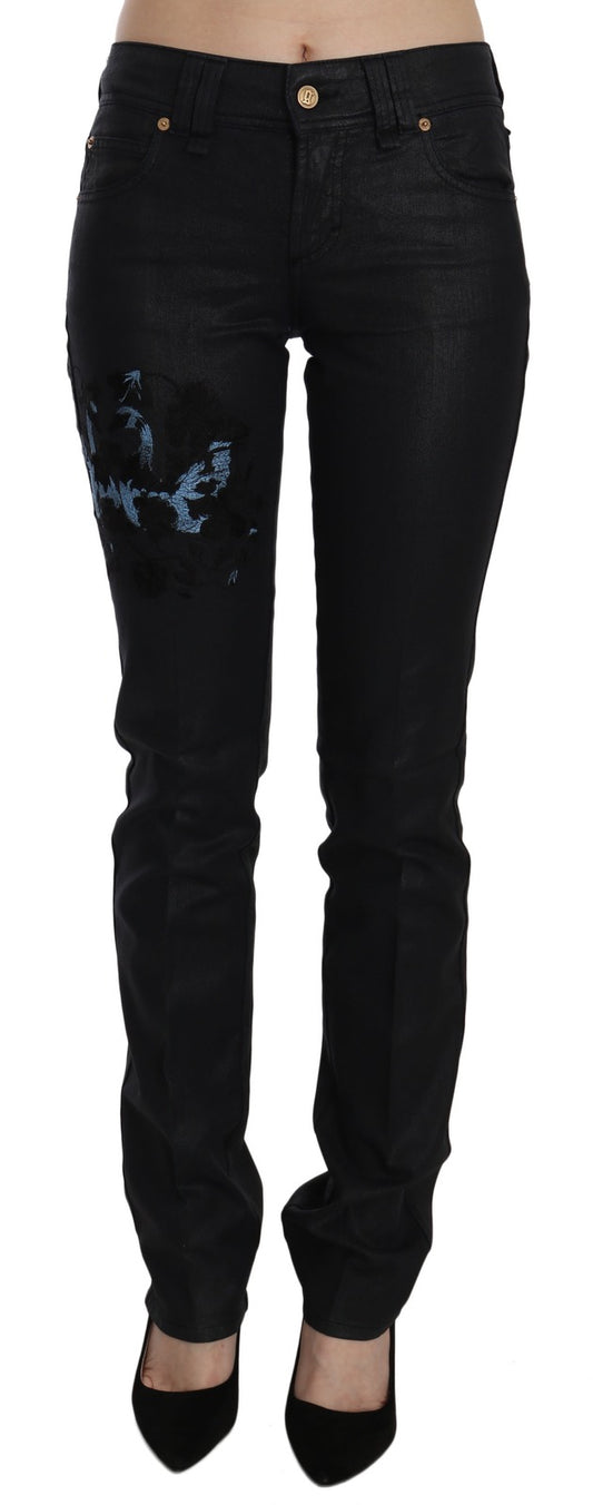 Jean Skinny Femme John Galliano Black Swan Floral Brodé