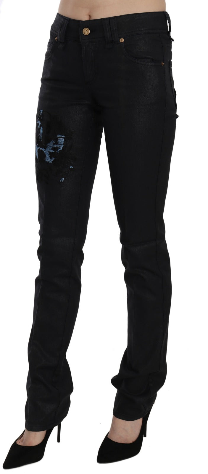Jean Skinny Femme John Galliano Black Swan Floral Brodé