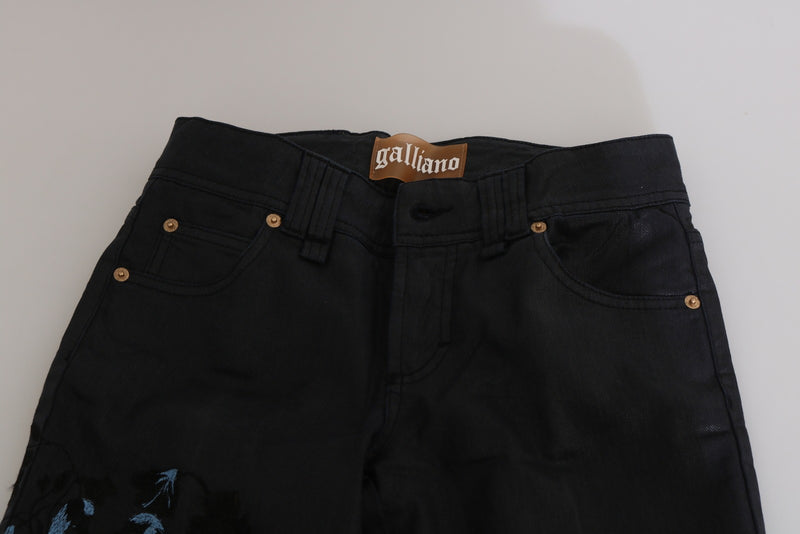 Jean Skinny Femme John Galliano Black Swan Floral Brodé