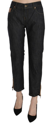 PLEIN SUD High Waist Straight Cropped Trouser Jeans - Blue