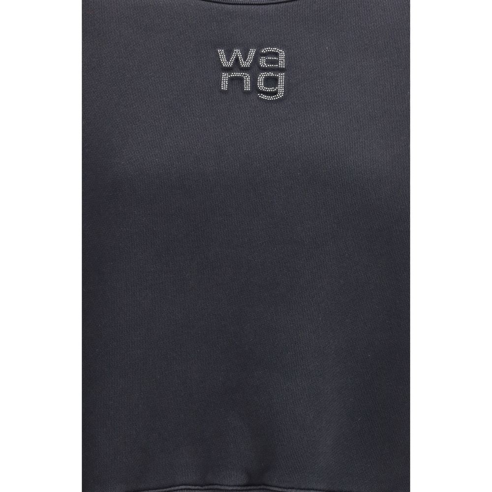 Alexander Wang Black Cotton Sweatshirt with Crystal Hotfix Logo