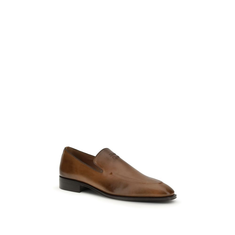 Miu Miu Brown Calf Leather Bos Taurus Slip-On Loafers for Women