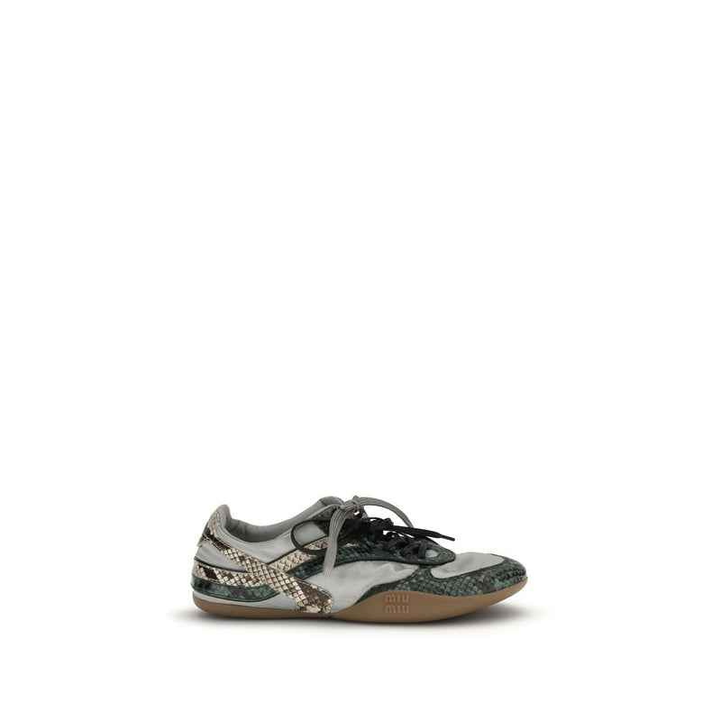 Miu Miu Gray Python Print Rubber Athletic Sneakers