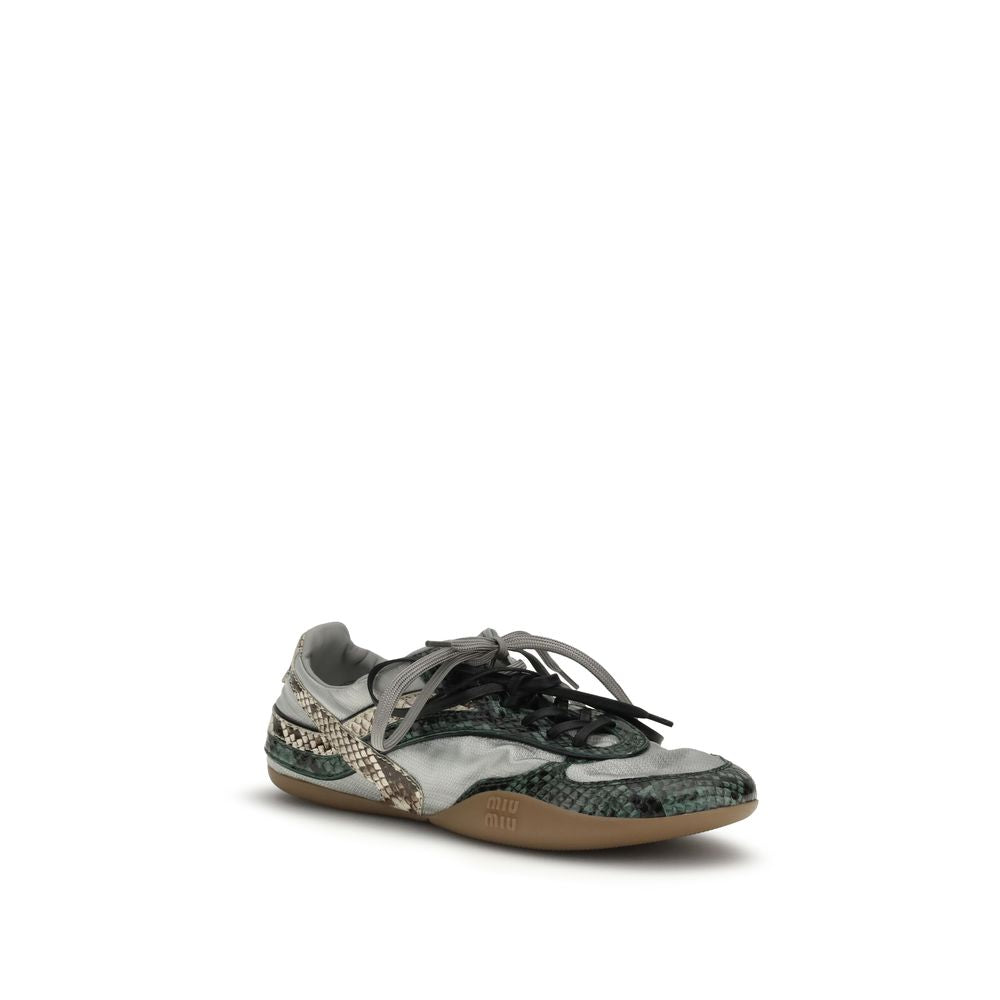 Miu Miu Gray Python Print Rubber Athletic Sneakers