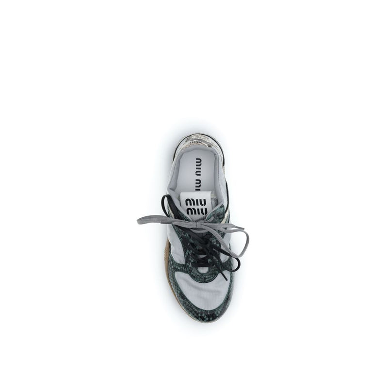 Miu Miu Gray Python Print Rubber Athletic Sneakers