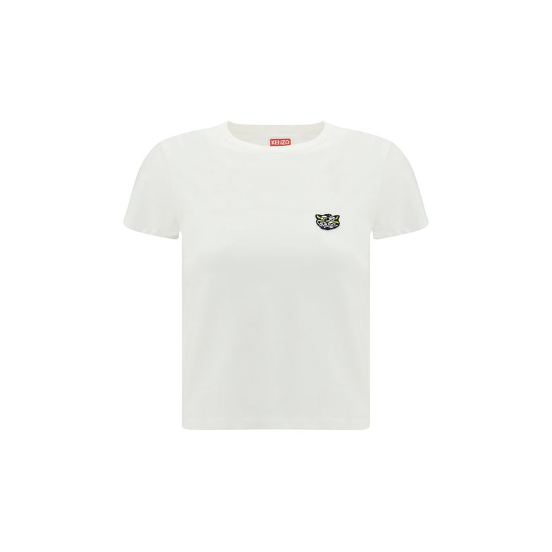 Kenzo White Cotton Sportswear T-Shirt with Wild Tiger Design