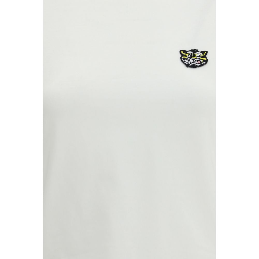 Kenzo White Cotton Sportswear T-Shirt with Wild Tiger Design