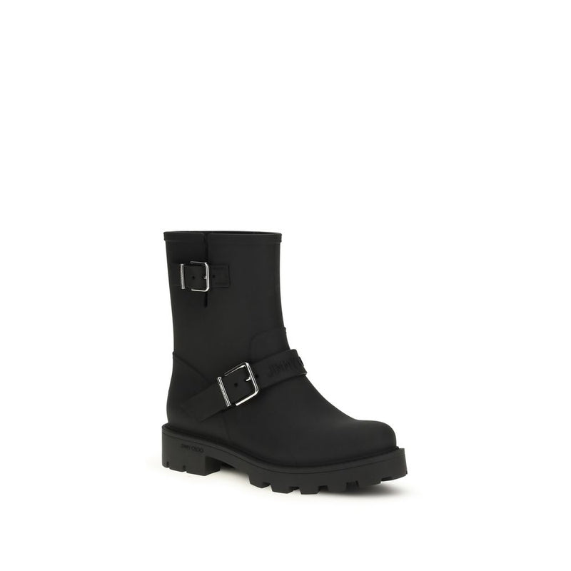 Jimmy Choo Black Polyurethane Rain Boots for Women