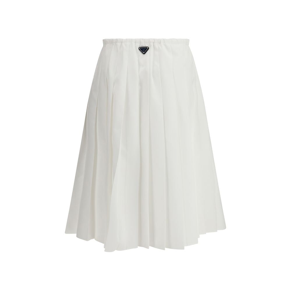 Prada White Cotton Long Skirt - SS26 Collection