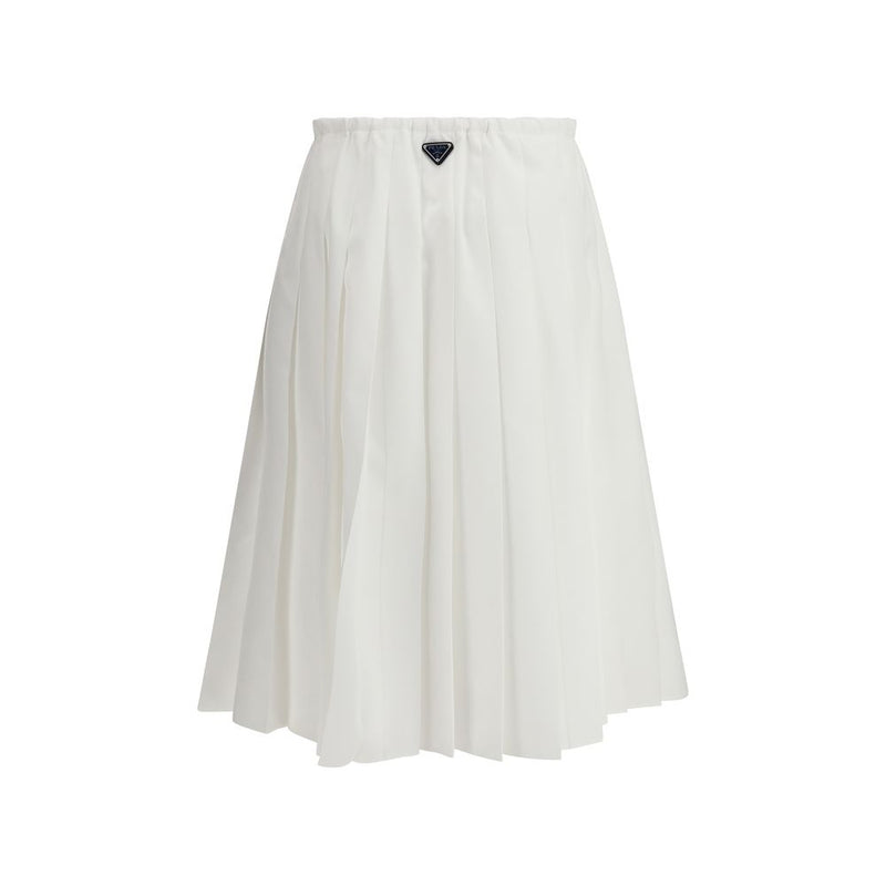 Prada White Cotton Long Skirt - SS26 Collection