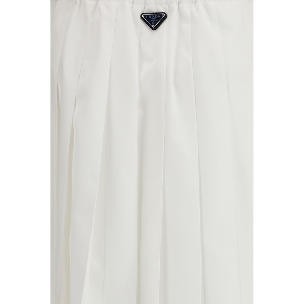 Prada White Cotton Long Skirt - SS26 Collection