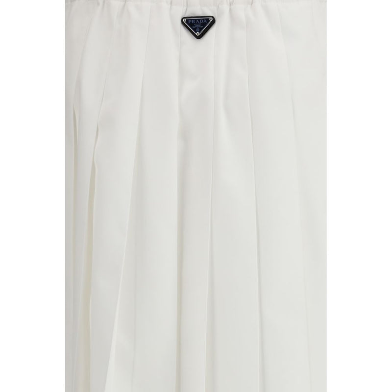 Prada White Cotton Long Skirt - SS26 Collection