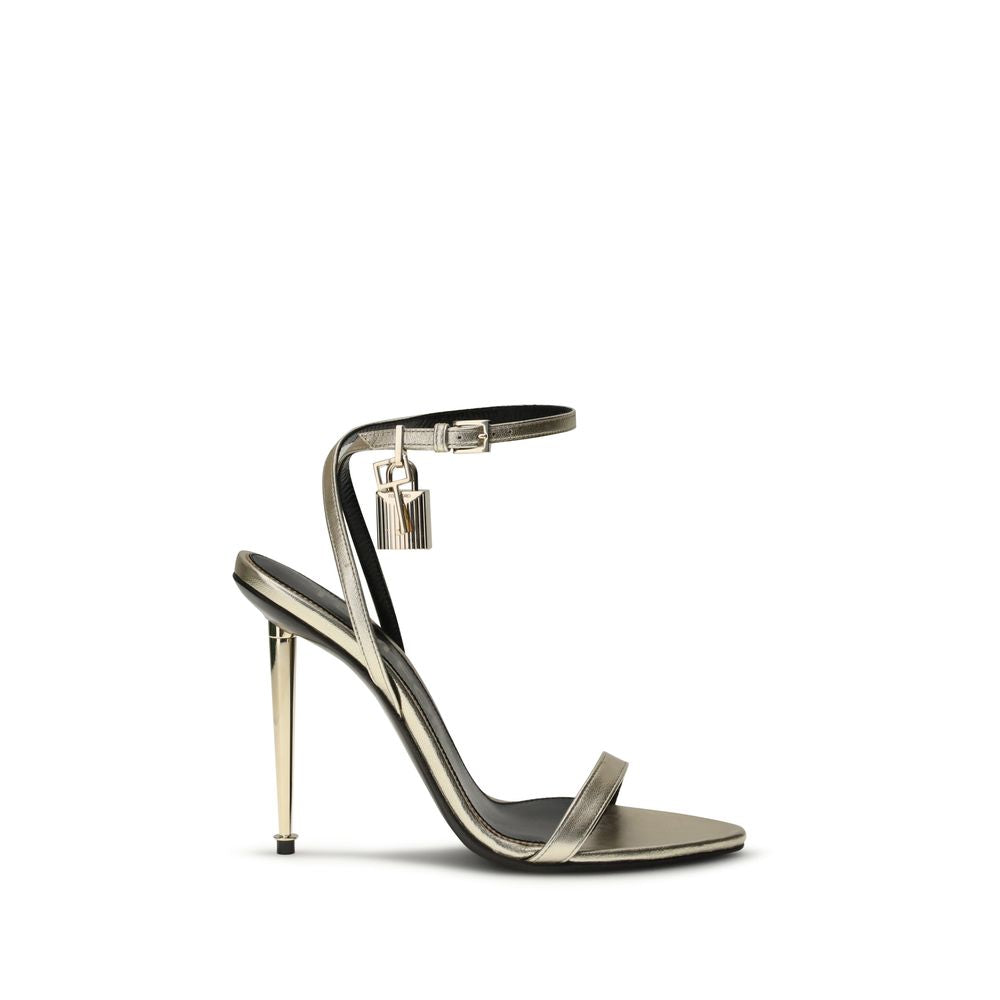 Tom Ford Gold Goatskin Stiletto Heel Sandals for Women