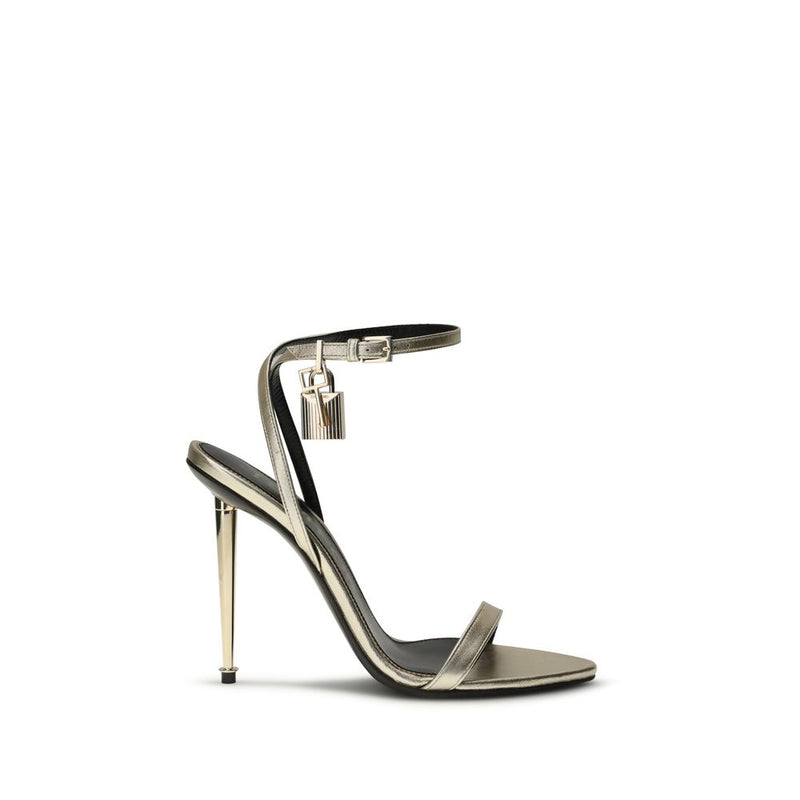 Tom Ford Gold Goatskin Stiletto Heel Sandals for Women