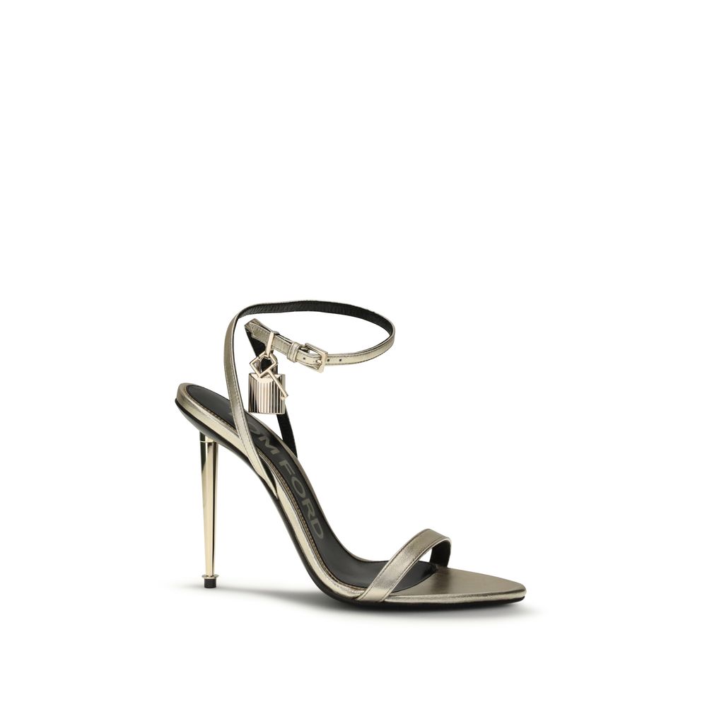 Tom Ford Gold Goatskin Stiletto Heel Sandals for Women