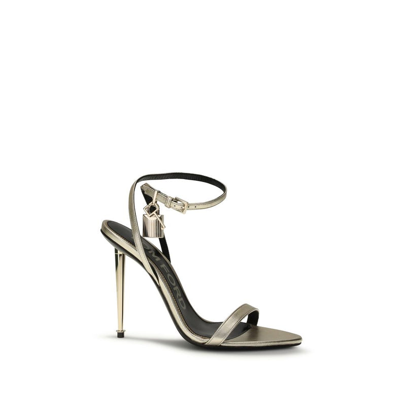 Tom Ford Gold Goatskin Stiletto Heel Sandals for Women