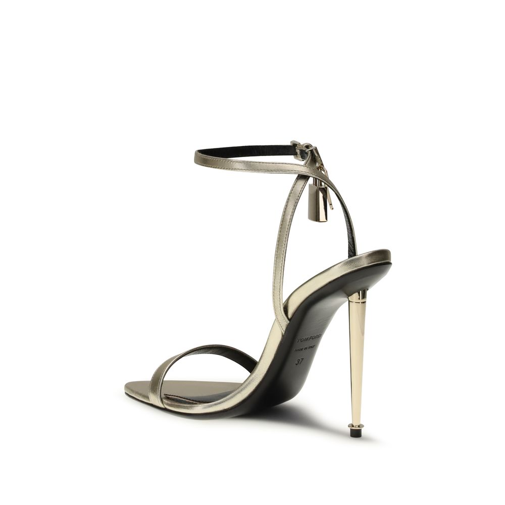 Tom Ford Gold Goatskin Stiletto Heel Sandals for Women