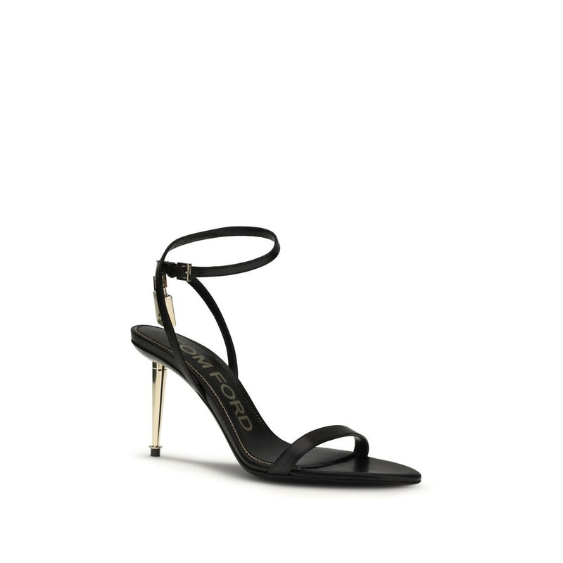 Tom Ford Black Goatskin Stiletto Heel Sandals for Women