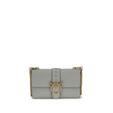PINKO Gray Calf Leather Bos Taurus Shoulder Bag